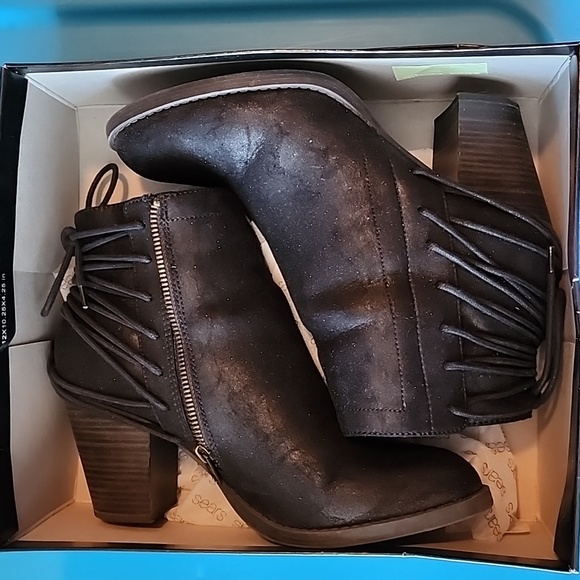 Womens black leather ankle boot size 10 - Picture 2 of 6